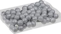 Othmar Decorations Bv Kerstballen stekers - 80x - zilver - glitter - kunststof - 3 cm