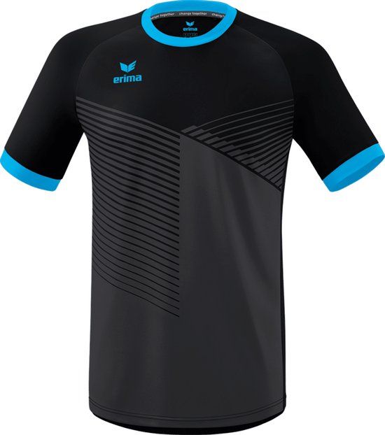 Erima Mantua Shirt Korte Mouw Heren - Zwart / Curaçao - Maat S
