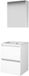 Basic Line Comfort 46 Badkamermeubelset - 50 x 46 cm - Greeploos - 2 Lades - Keramische Wastafel - 1 Kraangat - Spiegelkast - Ice White