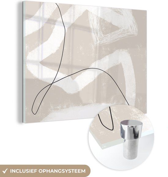 MuchoWow® Glass Painting 160x120 cm - Acrylic Glass Painting - Line - Abstract - Design - Photo on Glass - Paintings