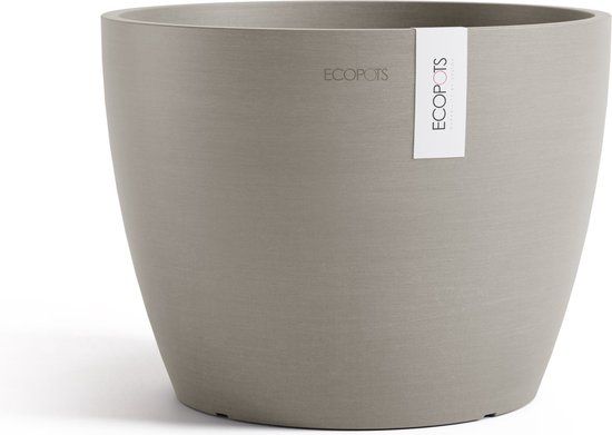 Ecopots Stockholm 31 - Taupe - Ø31 x H23,5 cm - Round Taupe Flowerpot / Planter