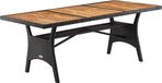 Casaria Polyrattan Tafel - FSC® gecertificeerd Acaciahout – Zwart