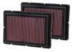 K&N vervangingsfilter compatibel met Ferrari 360 3.6 1999-2005, F430 4.3 2005-2010 (Set van 2 stuks) (33-2494)