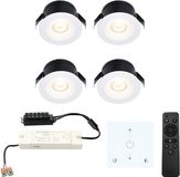 HOFTRONIC Set van 4 Cadiz LED Mini Inbouwspots met Trafo en Muurdimmer - Wit
