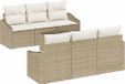 vidaXL Ensemble de canapé, 7 pièces, beige et crème, en polyrotin