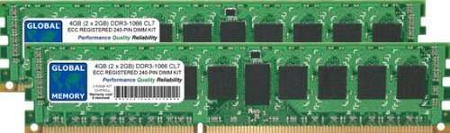 GLOBAL MEMORY 4GB (2 x 2GB) DDR3 1066MHz PC3-8500 240-PIN ECC GEREGISTREERD DIMM (RDIMM) GEHEUGEN RAM KIT VOOR SERVERS/WERKSTATIONS/MOEDERBORDEN (2 RANK KIT CHIPKILL)
