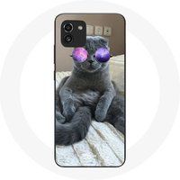 Maniacase Hoesje voor Samsung Galaxy A03 Kat met paarse bril