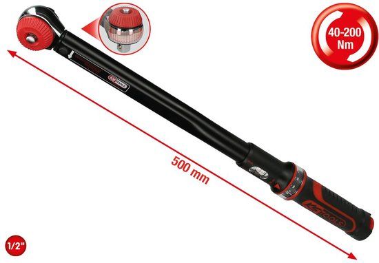 KS Tools ERGOTORQUE®precision Momentsleutel Met ratel 1/2 (12.5 mm) 40 - 200 Nm