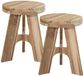 Mega Collections Pouf - Set de 2 - Decowood - Marron clair - Rond - Bois - FSC - D30 x H40 cm