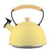briebe Retro Waterketel Inductie, Fluitketel 2,3 L, Roestvrijstalen, Houten Handvat Cool-Touch Theepot Keuken, Glaskeramische kookplaat, Gas, Elektrische kookplaat, Vintage Teapot, Pastelgeel