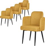 ML-Design Set van 4 eetkamerstoelen mosterd met metalen poten