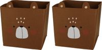 Merkloos Opbergmand vilt kinderkamer - 2x stuks - dieren thema beer - 32 cm
