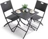 Bolt Edge Happiq Outdoor Klaptafel Set - Balkonset - 3-delig - Rotan - Staal - Donkergrijs