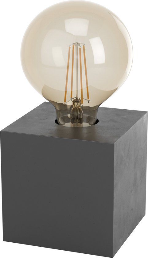 EGLO Prestwick 2 Tafellamp - E27 - 9,5 cm - Zwart - Hout - Met dimfunctie