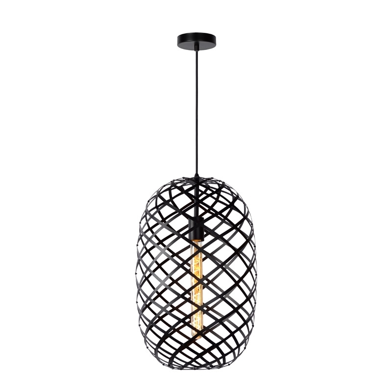 Lucide WOLFRAM - Hanglamp - Ã˜ 32 cm - E27 - Zwart