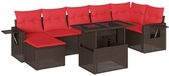 vidaXL 8-delige tuinbankset met kussens, bruin, polyrotan