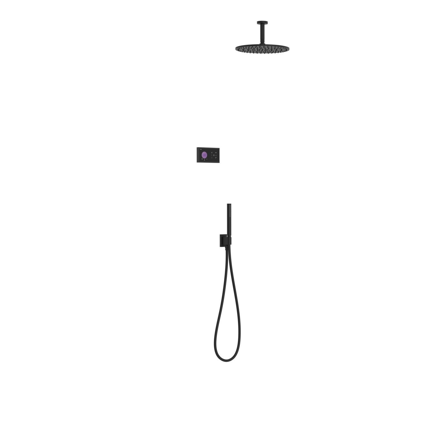 Tres Regendoucheset - Inbouw elektrische thermostaat met ronde douchekop 30 cm - Mat Zwart