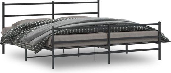 vidaXL Bedframe met hoofd- en voeteneinde metaal zwart 200x200 cm