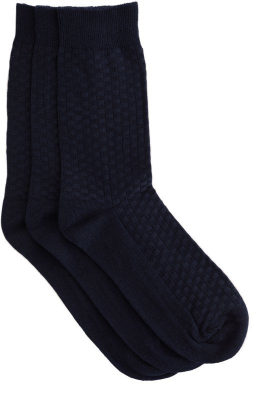 WE Fashion Heren sokken, 3-pack, Blauw, Effen, Katoen, L/XL
