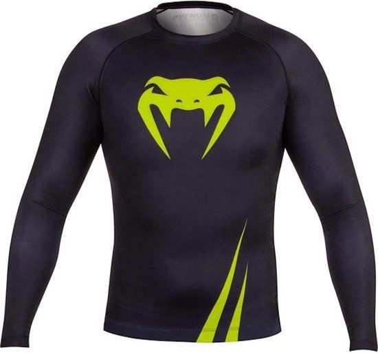 Venum Challenger Long Sleeves Rashguard - Black / Neo Yellow - S