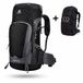 CarryQuest® 65L Sac à dos de randonnée - Sac à dos de trekking imperméable avec système d'hydratation, housse de pluie, ventilation dorsale en maille et chargement frontal/par le haut - Noir