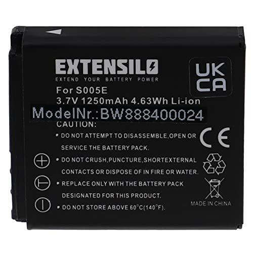 EXTENSILO Accu compatibel met Panasonic Lumix DMC-LX1, DMC-LX2, DMC-LX3 camera, digitale reflex (1250 mAh, 3,7 V, Li-Ion)