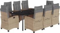vidaXL 9-delige tuinset met kussens, polyrotan, beige