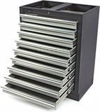 HBM Professionele Gereedschapskast 9 Laden Grijs 68 x 46 x 91 cm Gepoedercoat Plaatstaal