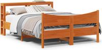 vidaXL Bedframe met hoofdbord massief grenenhout wasbruin 140x190 cm