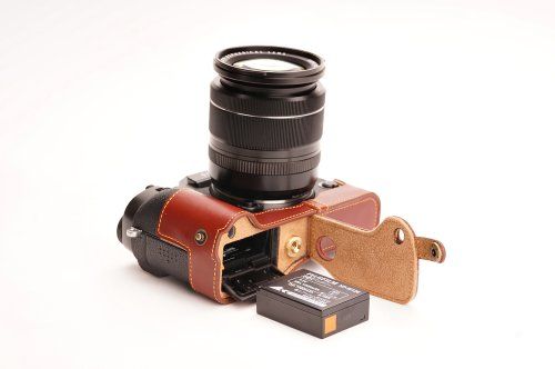 TP Handgemaakte Echt Lederen Half Camera Case Tas Cover Voor FUJIFILM X-T1 XT1 Bruin Onderste Opening Versie