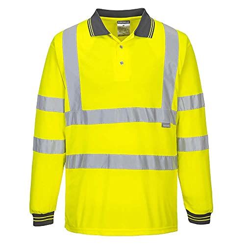 Portwest Hi-Vis Polo Shirt Long Sleeve - Yellow - X-Small
