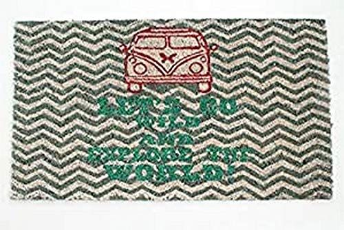 Lafinesse Decoratief Coir Ingang Deur Mat, Let'S Go Wild and Explore The World, 70 cm x 40 cm