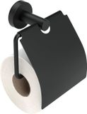 EAVY - Toiletrolhouder Zwart Rond met Klep - Boren - Schroef
