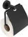 EAVY - Porte-rouleau de papier toilette Noir Rond avec abattant - Perçage - Vis
