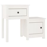 VidaXL Nachtkastje 79,5x38x65,5 cm massief grenenhout wit