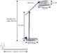 Lindby LED bureaulamp met dimmer, 1 licht, ABS, aluminium, donkergrijs, wit