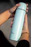 Milie Milu Thermosfles, vacuümfles, 1 liter, 750 ml, 500 ml, geïsoleerde roestvrijstalen drinkfles, 100% lekvrij, dubbelwandige isolatie (baby blue, 1000 ml)