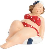 Gerkimex Home decoratie beeldje dikke dame - liggend - rood badpak - 10 cm