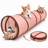 Pet Ville Opvouwbare Kattentunnel - Kattenspeeltunnel Incl. Speelbal - Multifunctionele Speeltunnel Kat - Lichtgewicht Tunnel Kat - Katten Speelgoed - Kattenspeeltjes - Kat Tunnel - Kitten Speelgoed - Kruiptunnel Kat - Huisdier Spelletjes - Beige