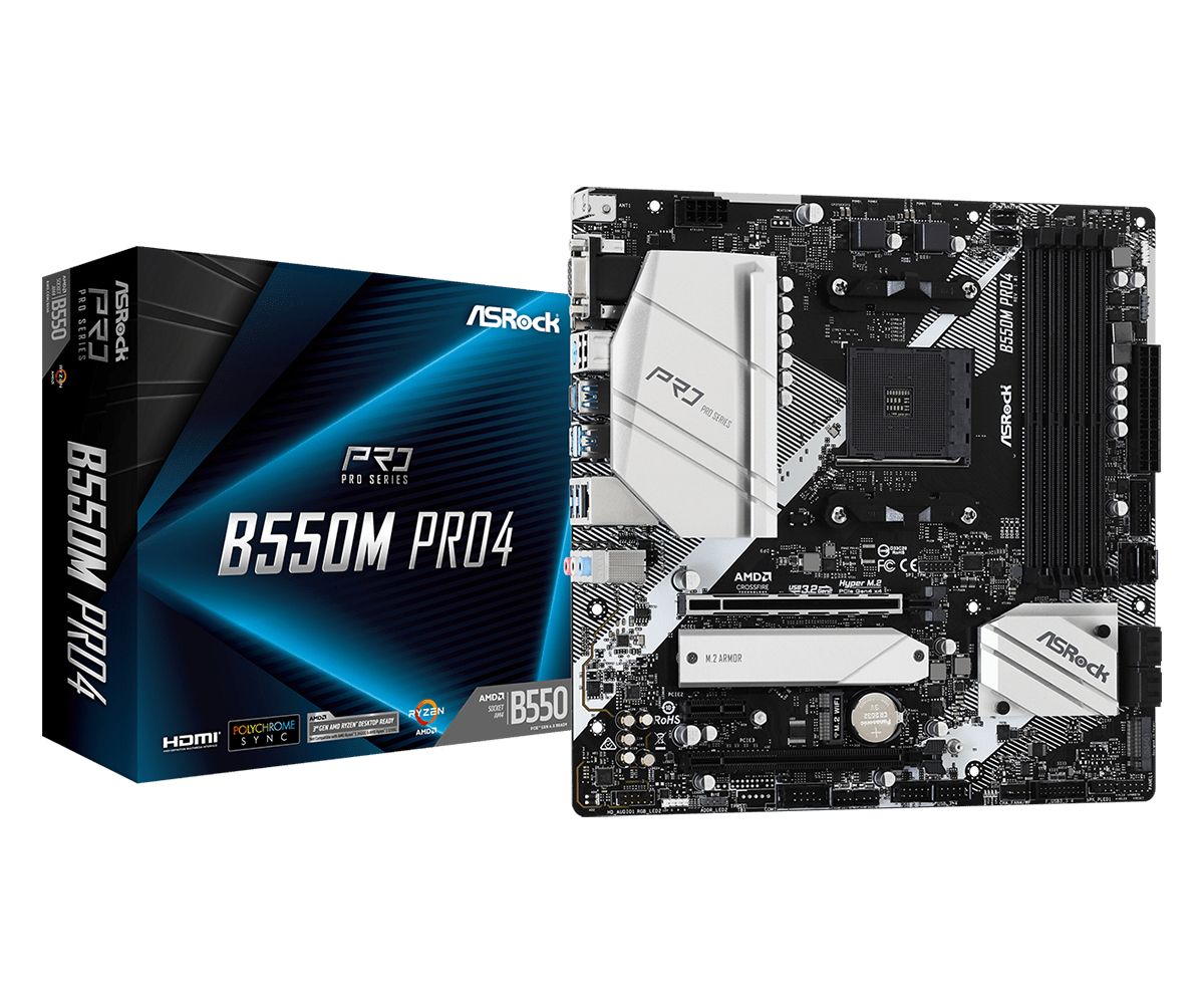 ASRock B550M Pro4 Motherboard - AMD B550 - Socket AM4 - micro ATX