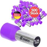 Kalitec 500 stuks AE02508VI adereindhulzen geïsoleerd 0,25 mm² 8 mm lang paars