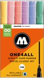Molotow ONE4ALL Acrylstiften Set van 6 Pastel tinten - Acryl markers - 2mm breed - hervulbaar - alle ondergronden