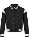 Urban Classics Inset College Sweat Kinder Jacket - Kids 134 - Zwart/Wit