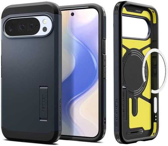 Spigen Tough Armor Hoesje Geschikt voor Google Pixel 10 Pro XL | Compatibel met MagSafe / Qi2 | Back Cover Militaire Standaard | Kickstand | Metal Slate