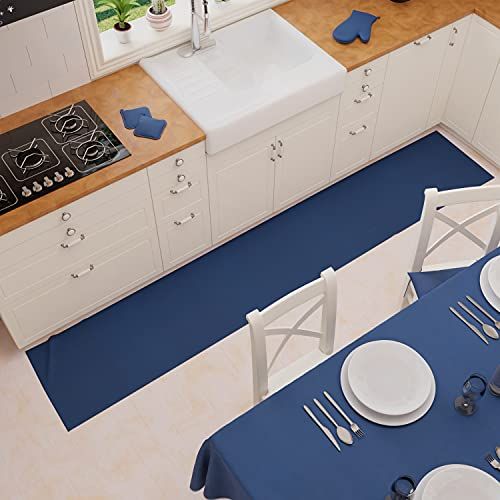 PETTI Artigiani Italiani - Keuken tapijt - 52 x 280 cm - Blauw - Antislip en wasbaar - Made in Italy