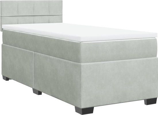 vidaXL Boxspring met matras fluweel lichtgrijs 90x190 cm