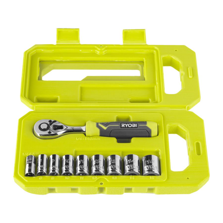 Ryobi RHRS10PC | 10-delige 1/4" ratel en doppenset - 5132006067