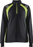 Blåkläder Dames sweatshirt halve rits Visible 3403-1158 - Zwart/High Vis Geel - XXL