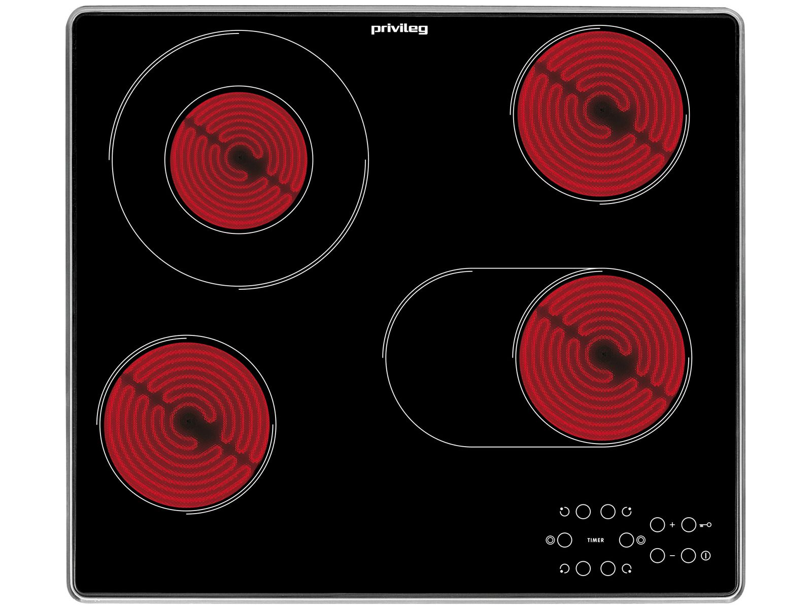 Privileg PCTAC 6042 IN - Ceramic Hob - 58cm - Black/Stainless Steel - Built-in