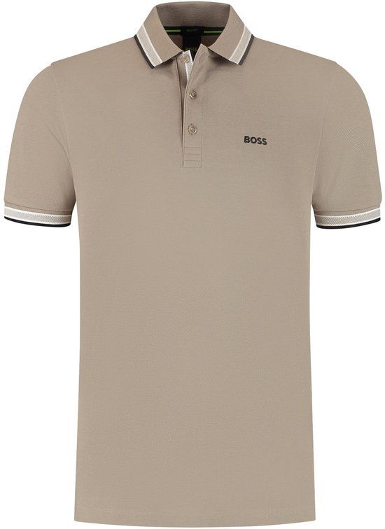 BOSS Paddy Polo Heren - Maat M - Bruin - Gestreept - Katoen - Regular Fit